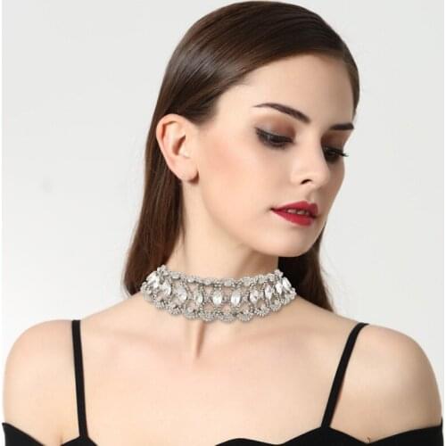 Fashion Peacock Necklace Crystal Choker Wedding Bridal Prom Necklaces Girls Chocker Collares Neck Band Accessories