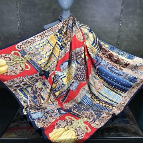 KOI LEAPING Fashion Western style 130 Silk Scarf Armor pattern Printing shawl Female big Scarf Headscarf Sunscreen Scarf gift