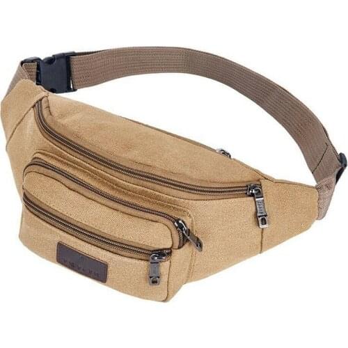 Mens Canvas Fanny Pack Casual Bum Bag Money Waist Hip Belt Bag