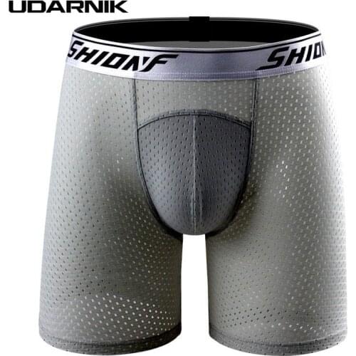 Men Long Leg Boxer Faux Silk Underwear Soft Breathable Thin Summer New Underpants Plus Size XL-5XL Multi Colors 200-A921