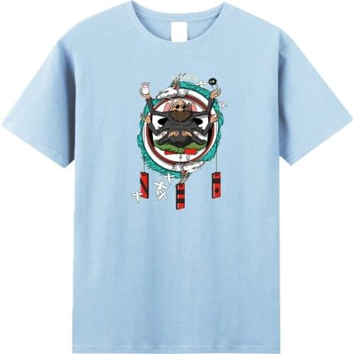 Spirited Away Men T-Shirts Bath House Crest Printed T Shirts Harajuku Japanese Anime Streetwear Funny Cartoon Manga Male Clothes