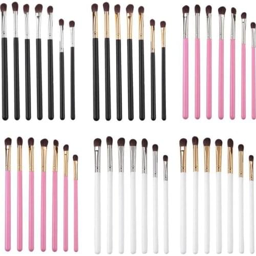 7pcs Pro Eyes Makeup Brushes Set Soft Hair Wood Handle Eyeshadow Eyebrow Eyeliner Brush Cosmetic Soft Hair Wood Hand Brushes Kit