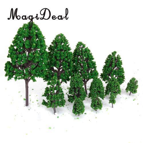 MagiDeal 12Pcs/Lot 1/50 Scale Green Train Set Scenery Landscape Model Tree for Railway Railroad Street Park Garden Scene Layout