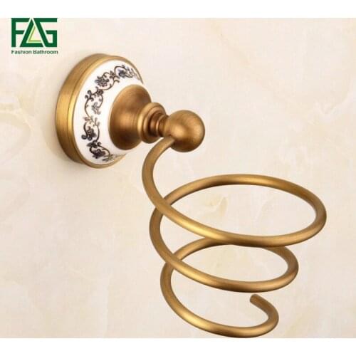 FLG Wall Mounted Hair Dryer Storage Organizer Antique Rack Holder Hanger Using in Bathroom Salon Stylist Tool Drier G152-11A