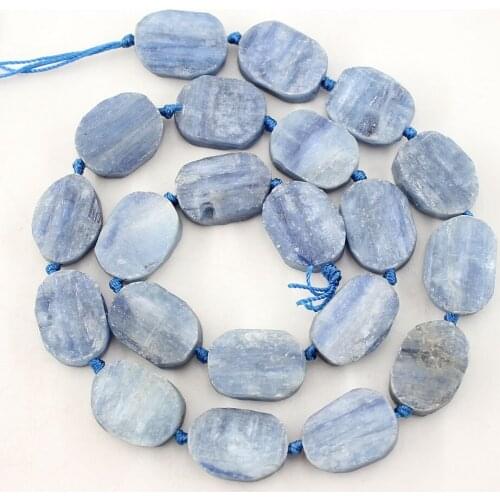 Raw Blue Kyanite Oval Rectangle Beads Matte Natural Gremstone 16" Strands Jewelry Making DIY