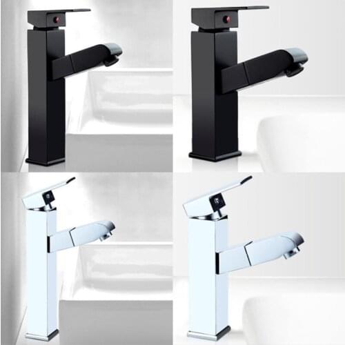 New high quality Bathroom Kitchen cold/hot Water Pull Out Faucet Copper Health Faucet bathroom accessories silver black Copper