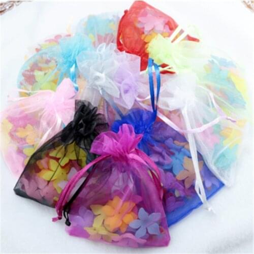 100pcs Organza Bag Solid Different Color Jewelry Pouches Delicate Soft Package 7x9cm 9x12cm 10x15cm 13x18cmLipstick Portable Bag