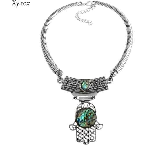 Grace Leopard-print shellfish Necklace Fatima palm alloy necklace