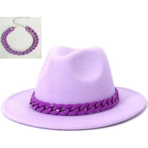 Necklace fedora hat wholesale two-piece acrylic chain accessories new mens jazz hat fashion hat ladies hat wholesale low price