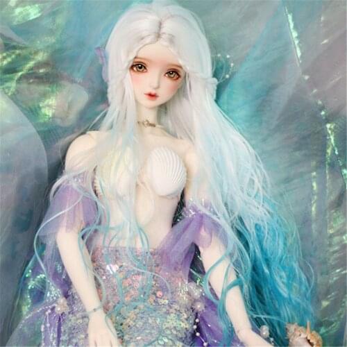 BJD Doll Wig Giant Purple+White+Blue/ White+Blue Curly Hair 1/3 1/4 1/6 Baby Hair Goddess Braided Doll Wig
