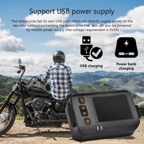 Motorcycle Front & Rear Dash Cam DVR 1080P Wide Angle Lens with 2" Display Waterproof intelligent G-Sensor Parking Monitoring