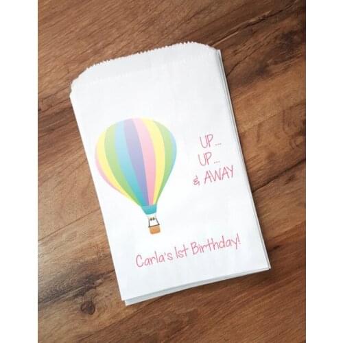 Personalized Hot Air Balloon Birthday candy Buffet treat gift bar bags Baby Shower Bakery Cookie Favor popcornpackets
