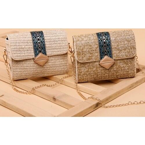 Simple and wild Beach straw bag New style women bag European style Small chain bag YT011 17X18X15cm