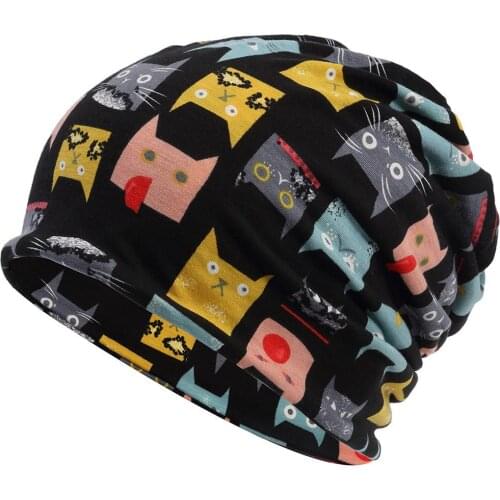 Drop Ship Keep Warm Ear Protection Diamond Block Lovely Cat Meow Cap Hat Protect Head Scarf Muffler Dark Navy Black Windbreak