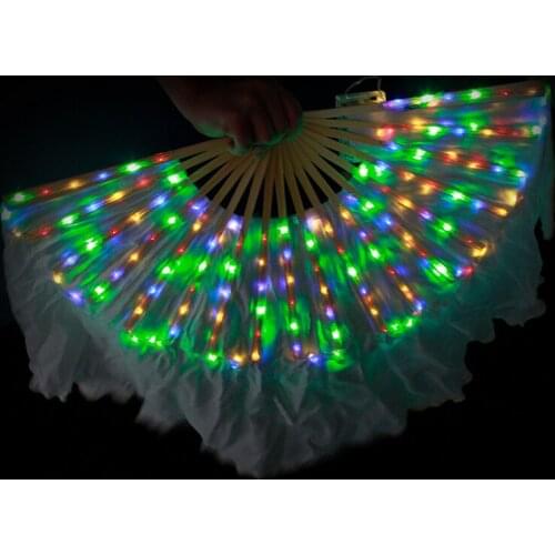 Stage Performance Dance Wear Level Hand Props Belly Dance Accessories 126 Lamps Flashed Lights (2 pieces in set) LED Silk Fans