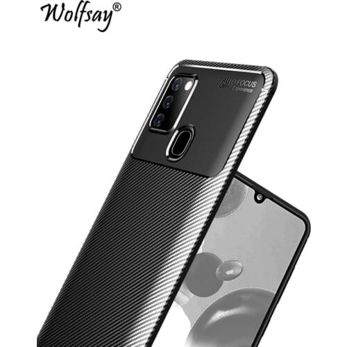 For Samsung Galaxy A21S Case Bumper Silicone Carbon Fiber Shockproof Cover For Samsung A21S Case For Galaxy A21S A217F 6.5 inch