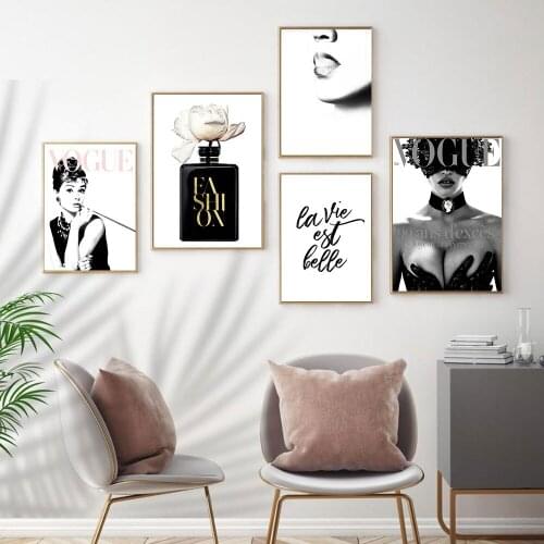 Scandinavian Fashion Girl and Perfume Canvas Poster Nordic Style Wall Art Print Painting Decorative Picture Modern Home Decor