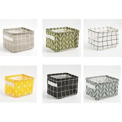 Folding Storage Box For Nursery Underwear Toy Organizer Laundry Basket With Handle Cube Cotton linen Storage Basket Clothes