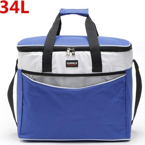 34L Cooler Bag Blue Oxford Waterproof Ice Pack Picnic Large Refrigerator bag For Food Drink