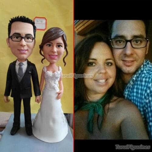 Handmade Wedding Cake Topper custom Groomsmen gifts bobbleheads wedding gifts for parents wedding anniversary by Turui Figurines
