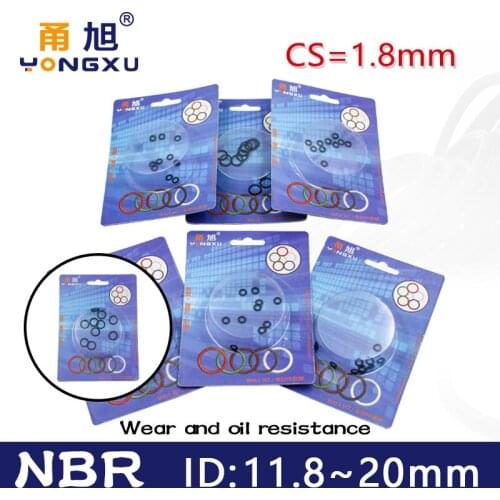 Boxed nitrile rubber NBR seal O-ring thickness CS 1.8mm ID 11.8/12.5/13.2/14/15/16/17/18/19/20mm Gasket oring oil resistance