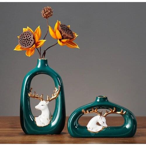 New Porcelain Vase Modern Home Decoration Accessories Abstract Vase Office Living Room Desktop Ornament Flower Pot Wedding Decor