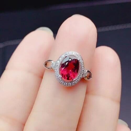 CoLife Jewelry Classic 925 Silver Garnet for Daily Wear 6*8mm Natural Garnet Silver Ring Silver Garnet Jewelry Gift for Girl