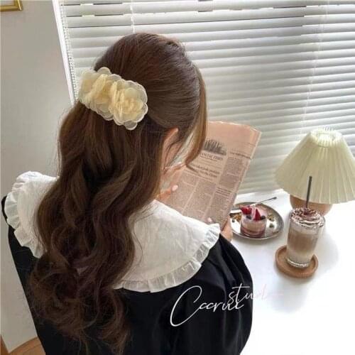 Sweet Retro Rose Flower Hairpin Female Three-Dimensional Flower Duckbill Clip Hong Kong Style French Fairy Headdress Hairpin