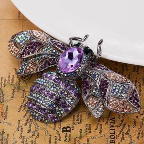 Blucome Big Size Bee Rhinestone Brooches For Christmas Accessories Collar Women Hijab Pins And Broches Bijoux Womens Brooch Pin