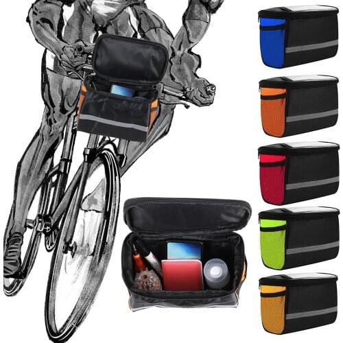 1PC Bike Handlebar Bag Waterproof Folding Bicycle Pannier Front Tube Reflective Basket Outdoor Sports Cycling Equipment