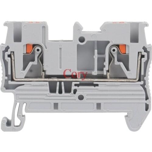 10PCS Din Rail Terminal Blocks PT-2.5 Push In Spring Screwless Through Electrical Component And Parts Grey Connector PT2.5 CZYC