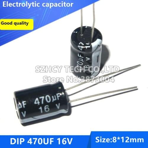 100pcs DIP 470UF 16V 8*12 Electrolytic capacitor