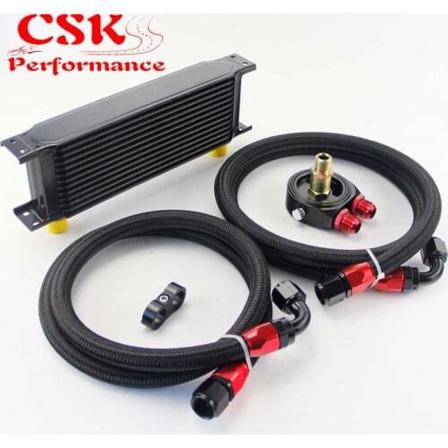 13 ROW AN10 UNIVERSAL ENGINE TRANSMISSION OIL COOLER british+ FILTER KIT BLACK