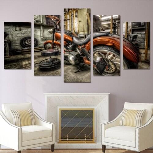 5 piece canvas art motorcycle race HD print wall pictures for living room canvas painting nordic art home decor posters