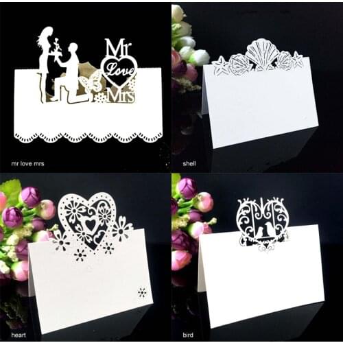 50pc 12x9cm Mini Wedding Invitation Card Postcard Laser Cut Hollow Table Card Butterflies Flower Heart Place Card Party supplies