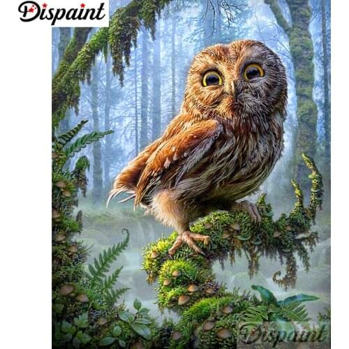 Dispaint Full Square/Round Drill 5D DIY Diamond Painting "Animal owl scenery" Embroidery Cross Stitch 5D Home Decor A11680