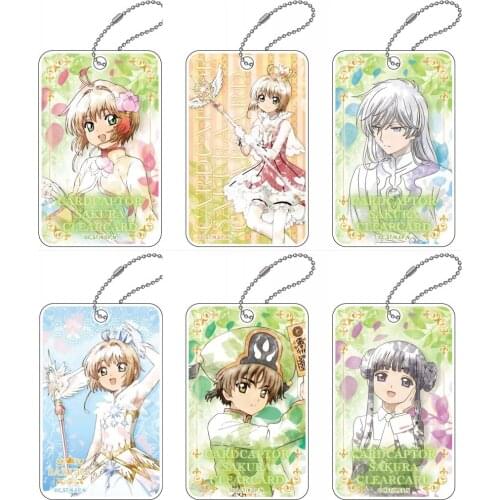 Anime Keychain Card Captor Sakura Bags LI SYAORAN KINOMOTO SAKURA Pendant Acrylic School Bag Charm Keyring Q Version Cosplay