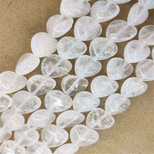 1 Strand 28Pcs 14x6mm White Cherry Quartz Love Heart Loose Beads For DIY Jewelry Necklace Making Accessories 15.5Inch