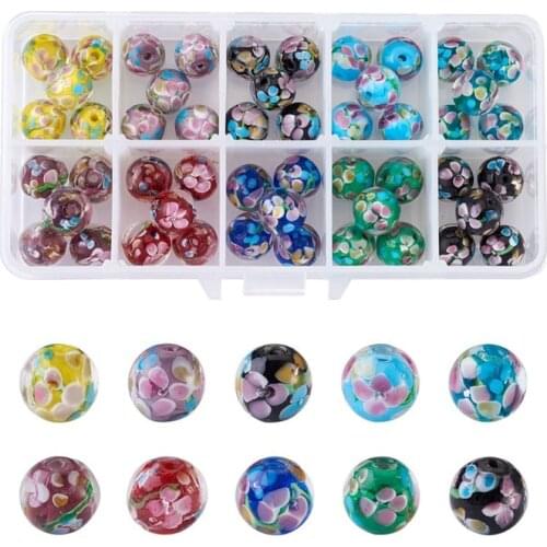 1 box Handmade Lampwork Beads Flower Loose Spacer Beads Mixed Color for Jewelry Making DIY Bracelet Necklace Craft Finding
