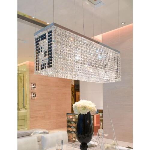 Black F Rectangular crystal chandelier lamp for dining room lustre de cristal round ceiling fixture light Bar Kitchen lighting