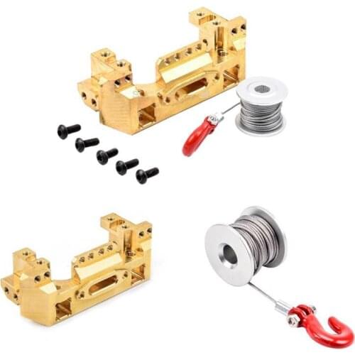 For TRX4 CNC Brass Front Bumper with Servo Mount & 25T Steering Gear Servo Winch Wheel for 1/10 RC Crawler Traxxas