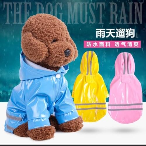 Pet Dog Raincoat PU Reflective Waterproof Clothes Hooded Jumpsuit Rainwear For Small Medium Dogs Teddy chihuahua Raining Coat