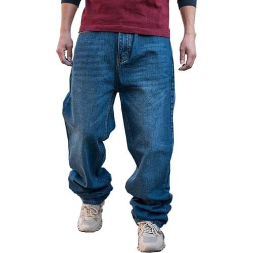 Hiphop Harem Jeans Men Casual Denim Pants Loose Baggy Straight Trousers Blue Plus Size Streetwear Jeans Men Clothing