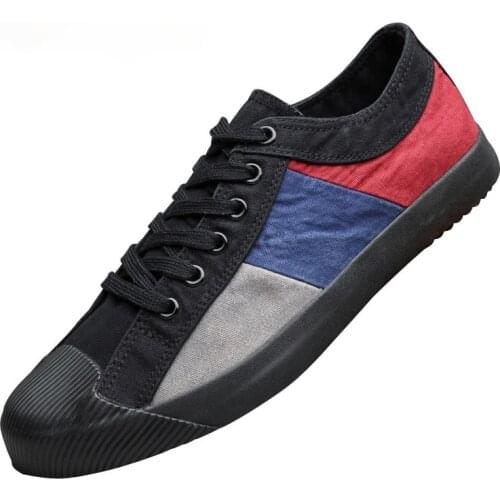 Ebulapn Brand Men Canvas Sneaker Shoe Spring Autumn Soft Sole Mens Vulcanized Shoes Breathable Man Patchwork Simple Flat E90110