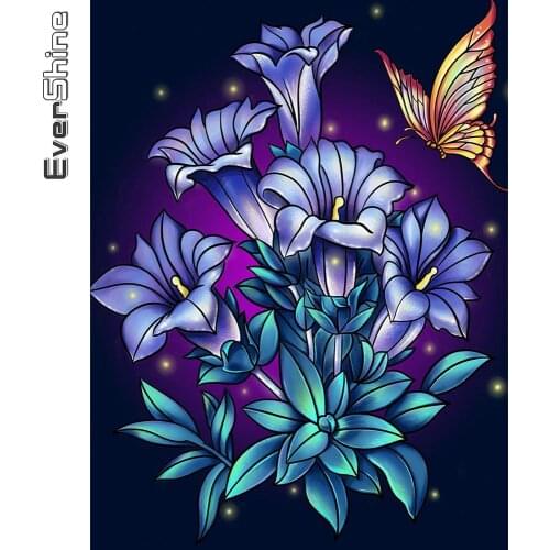 Evershine DIY Diamond Embroidery Flowers Butterfly New Arrival Full Kits Diamond Painting Morning Glory Rhinestones Art