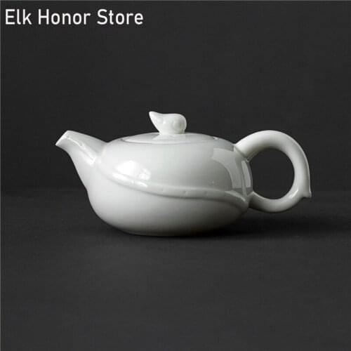 210ml Mutton Fat Jade Porcelain Teapot Handmade Dehua Xishi Tea Pots With Strainers Kung Fu Tea Master Pot Household Teakettle