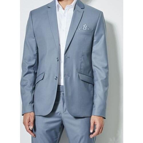 Tailor Made Fashion Gentlemen Blue Satin Men Suit Plus Size Slim Fit Groomsmen Tuxedo For Wedding Business Party Mens Clothing