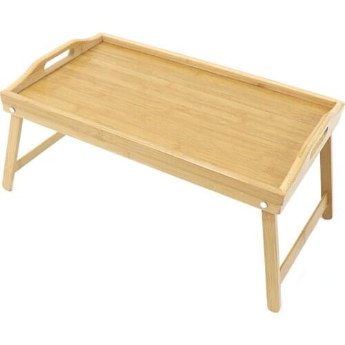 Camping Table Bamboo Bed Tray Table With Foldable Legs, Breakfast Tray for Sofa, Bed, Eating, Working