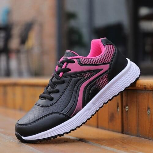 Women Shoes PU Flats Fashion Running Shoes for Women Lace-up Outdoor Fitness Gym Sports Shoes Female Sneakers Zapatillas Mujer
