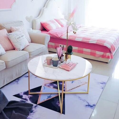 Nordic gold round журнальный столик coffee table living room modern creative marble texture large table home furniture